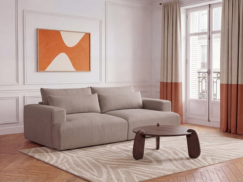 Twiny - Canapé Droit Fixe 3 Places Assise Profonde - Tissu Lisse