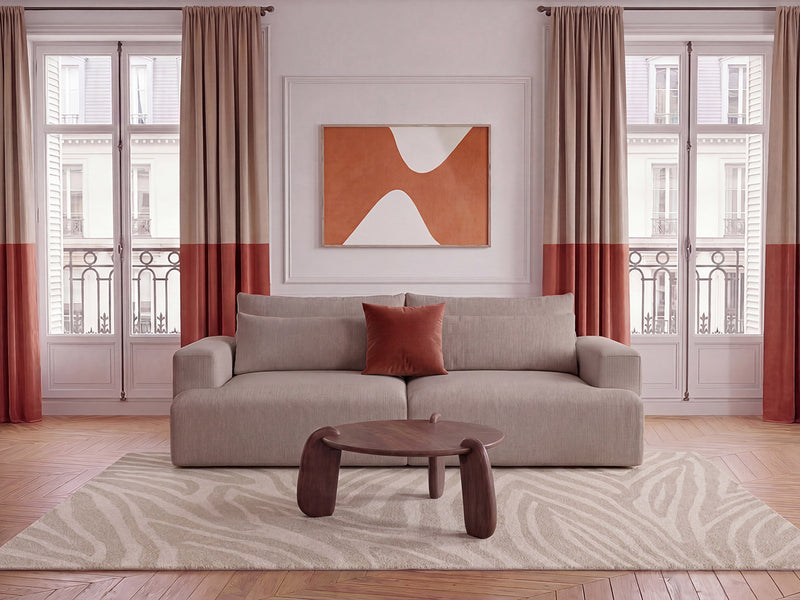 Twiny - Canapé Droit Fixe 3 Places Assise Profonde - Tissu Lisse