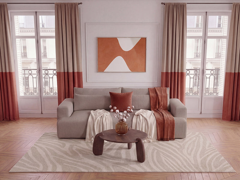 Twiny - Canapé Droit Fixe 3 Places Assise Profonde - Tissu Lisse