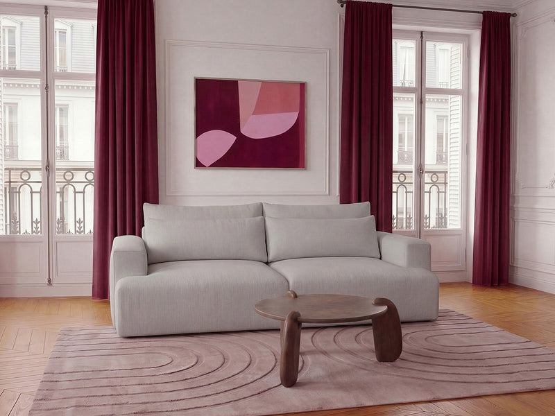 Twiny - Canapé Droit Fixe 3 Places Assise Profonde - Tissu Lisse