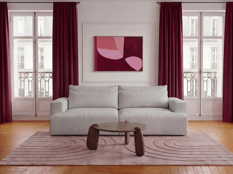 Twiny - Canapé Droit Fixe 3 Places Assise Profonde - Tissu Lisse