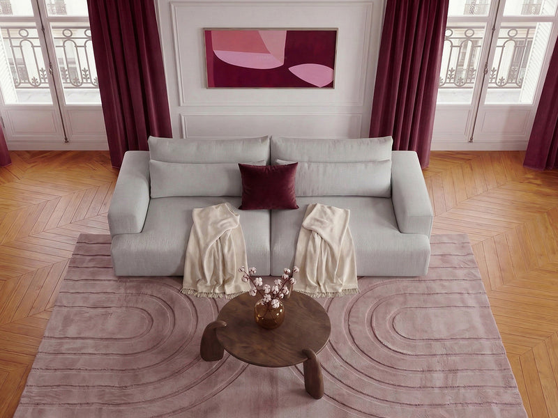 Twiny - Canapé Droit Fixe 3 Places Assise Profonde - Tissu Lisse