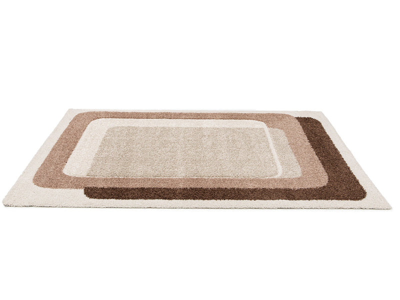 Kare - Tapis Poils Longs - Motif Graphique - Marron