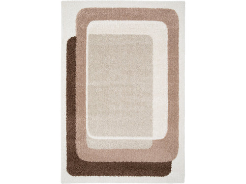 Kare - Tapis Poils Longs - Motif Graphique - Marron
