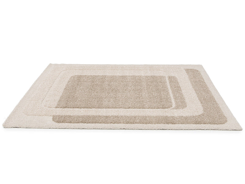 Kare - Tapis Poils Longs - Motif Graphique - Beige
