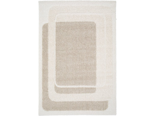Kare - Tapis Poils Longs - Motif Graphique - Beige