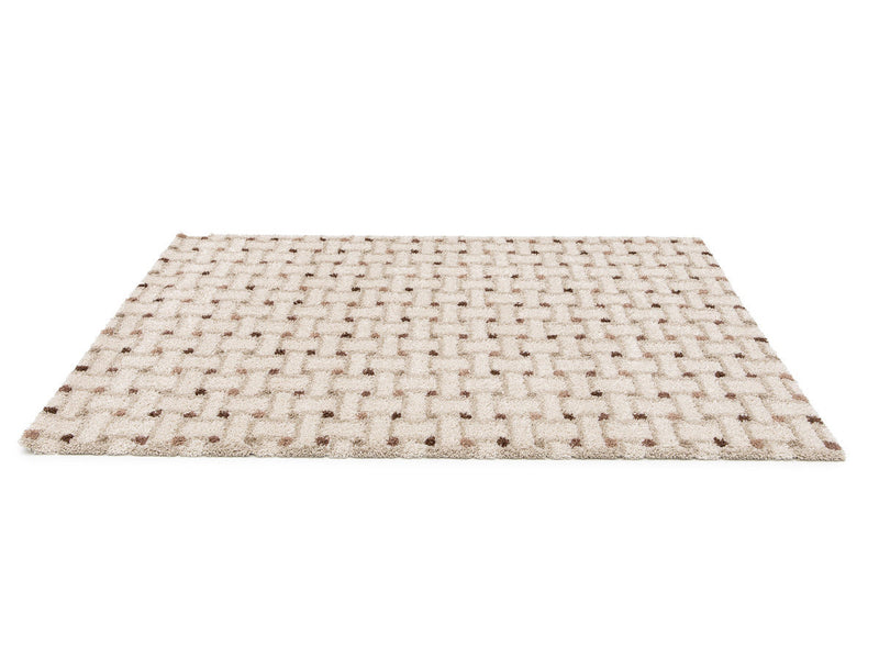 Mizai - Tapis Poils Longs - Motif Graphique - Beige
