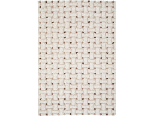 Mizai - Tapis Poils Longs - Motif Graphique - Beige