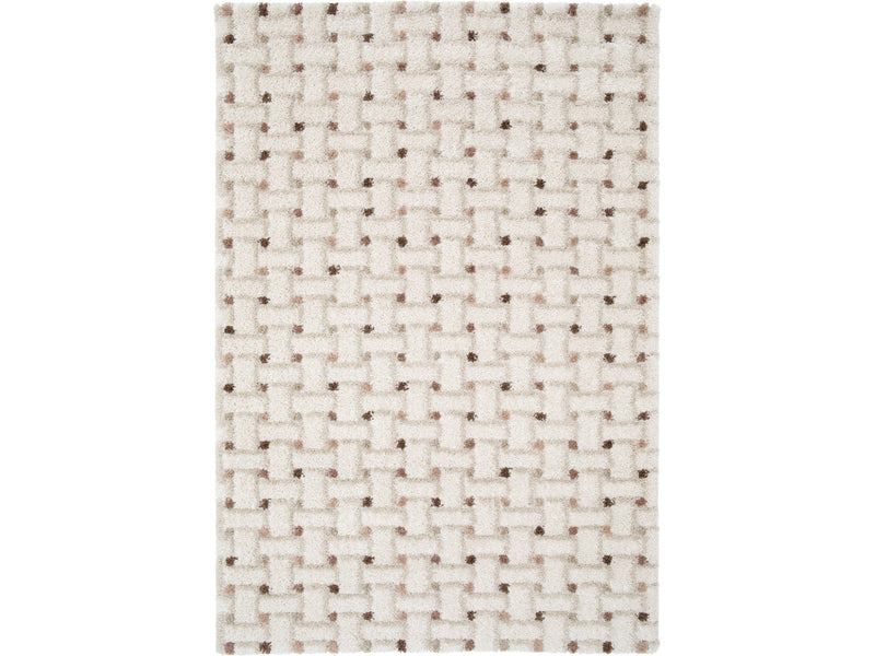 Mizai - Tapis Poils Longs - Motif Graphique - Beige
