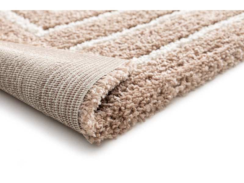 Lyzzo - Tapis Poils Longs - Motif Graphique - Beige