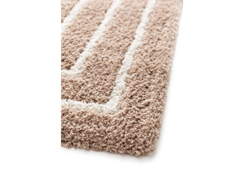 Lyzzo - Tapis Poils Longs - Motif Graphique - Beige