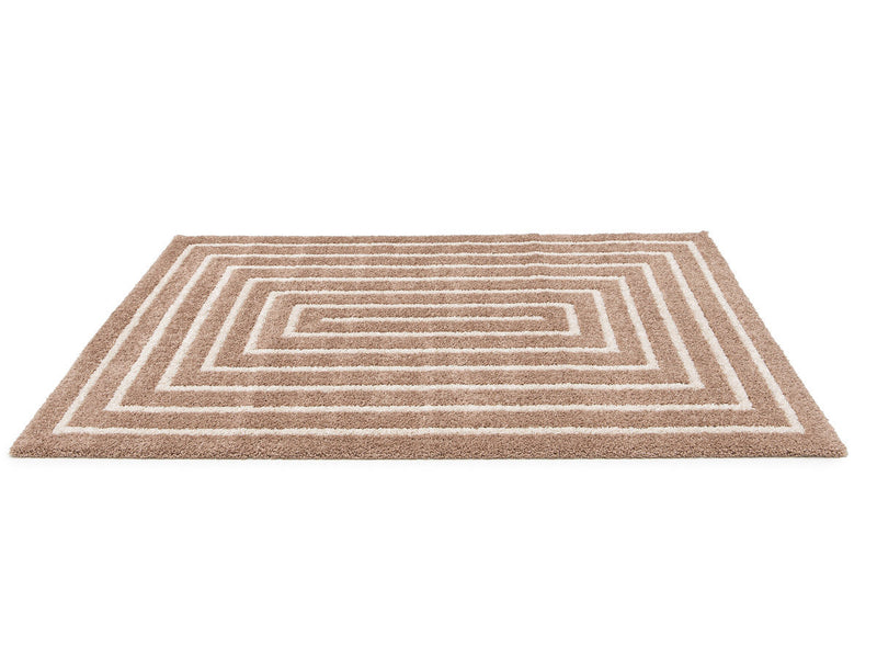 Lyzzo - Tapis Poils Longs - Motif Graphique - Beige