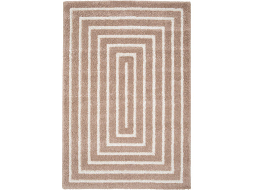 Lyzzo - Tapis Poils Longs - Motif Graphique - Beige