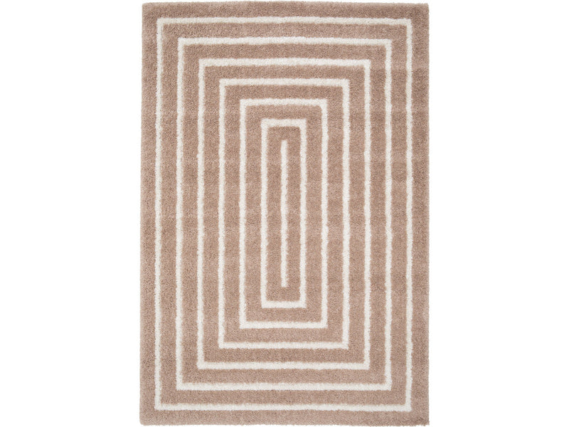Lyzzo - Tapis Poils Longs - Motif Graphique - Beige