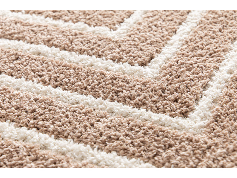 Lyzzo - Tapis Poils Longs - Motif Graphique - Beige
