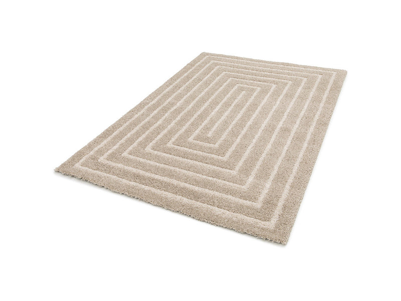 Lyzzo - Tapis Poils Longs - Motif Graphique - Crème