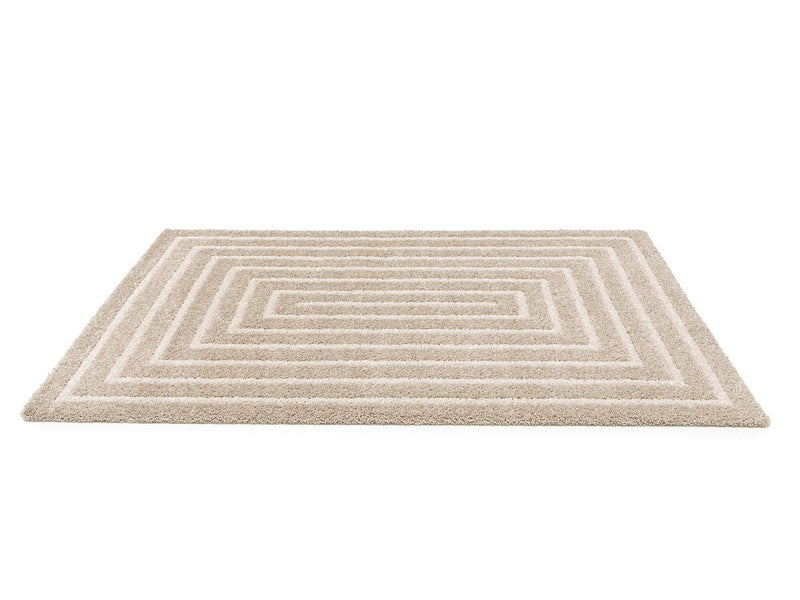 Lyzzo - Tapis Poils Longs - Motif Graphique - Crème