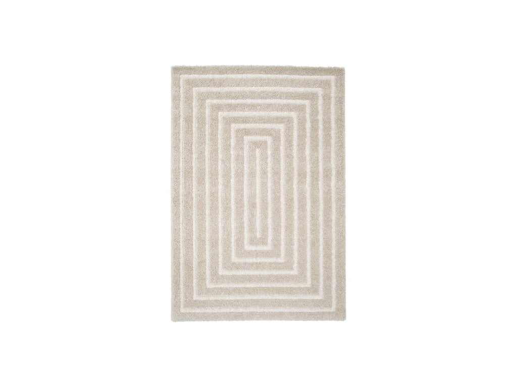 Lyzzo - Long Pile Rug - Graphic Pattern - Cream