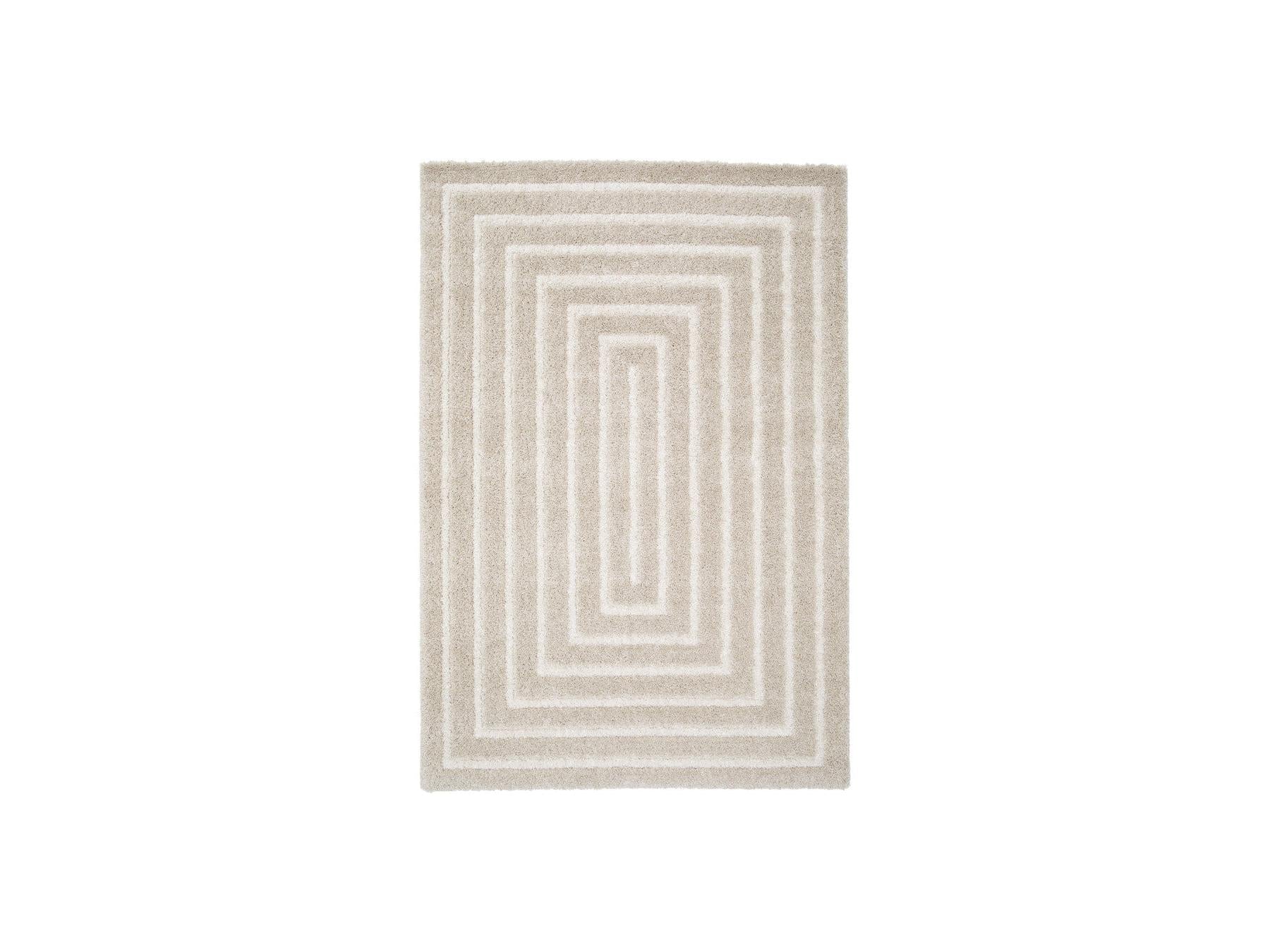 Lyzzo - Long Pile Rug - Graphic Pattern - Cream