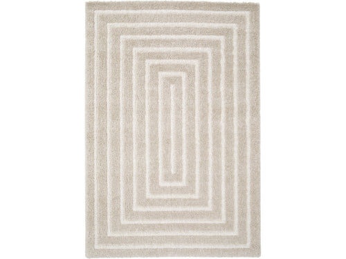 Lyzzo - Tapis Poils Longs - Motif Graphique - Crème