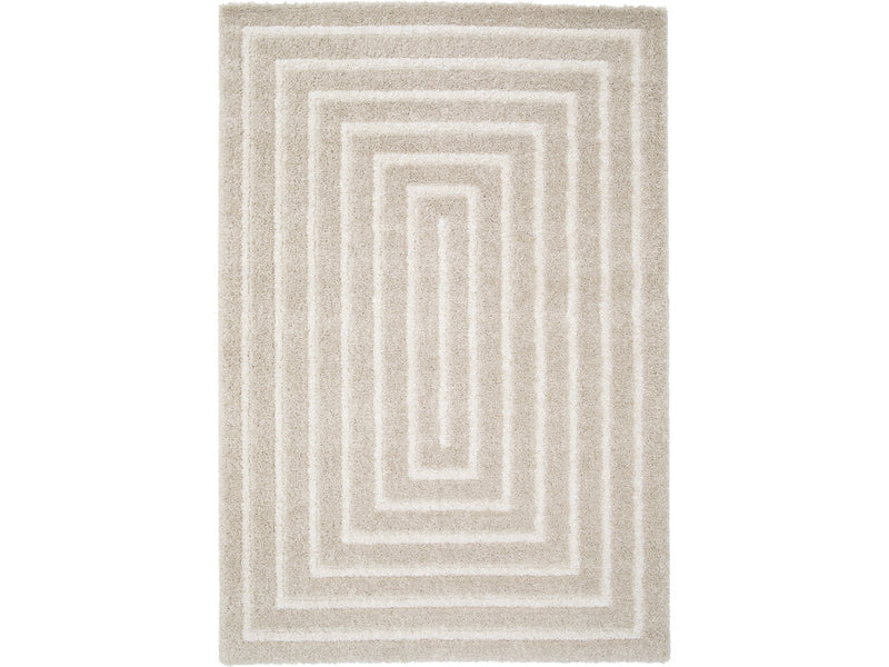 Lyzzo - Tapis Poils Longs - Motif Graphique - Crème