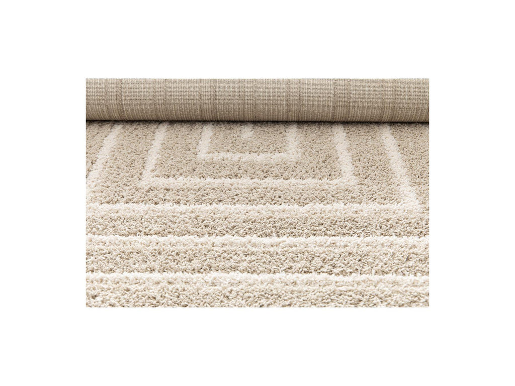 Lyzzo - Long Pile Rug - Graphic Pattern - Cream