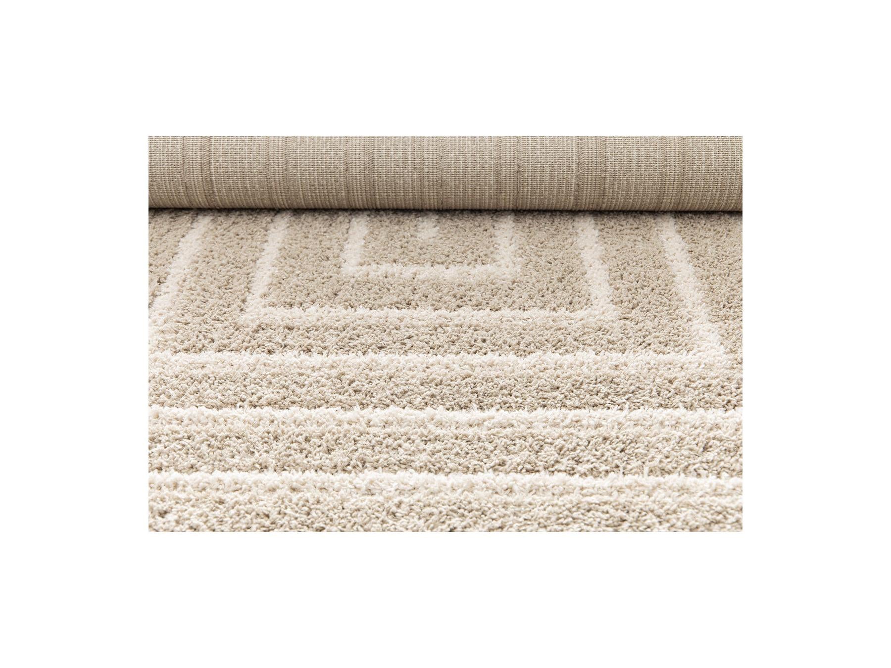 Lyzzo - Long Pile Rug - Graphic Pattern - Cream