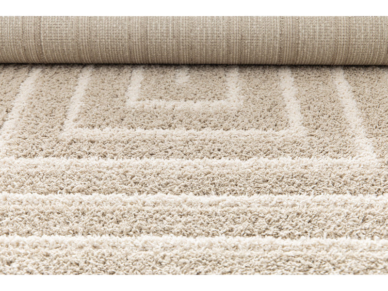 Lyzzo - Tapis Poils Longs - Motif Graphique - Crème