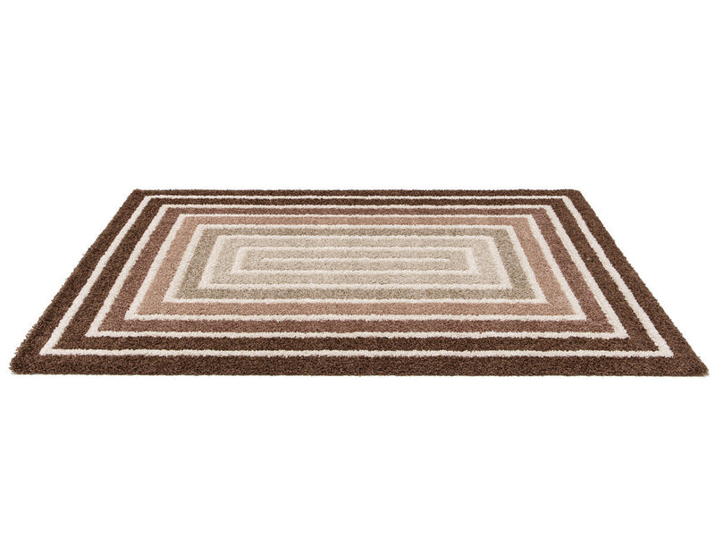 Lyzzo - Tapis Poils Longs - Motif Graphique - Marron