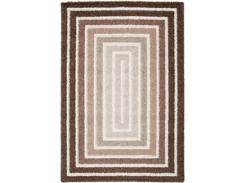 Lyzzo - Tapis Poils Longs - Motif Graphique - Marron