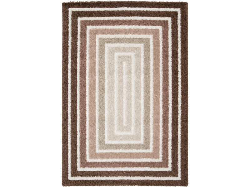 Lyzzo - Tapis Poils Longs - Motif Graphique - Marron