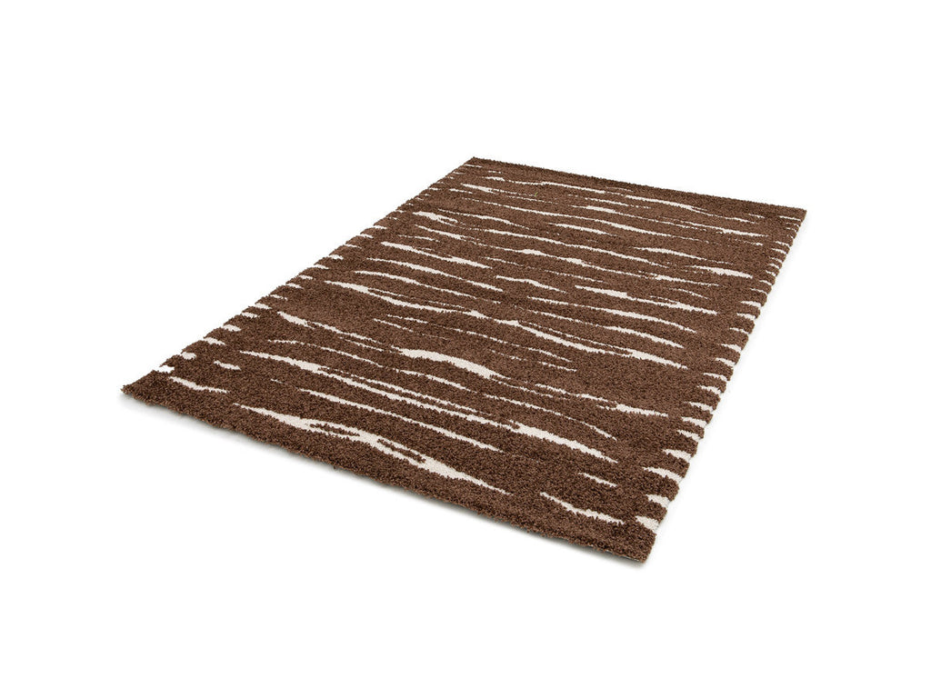 Tavaro - Alfombra de pelo largo - Motivo abstracto - Marrón
