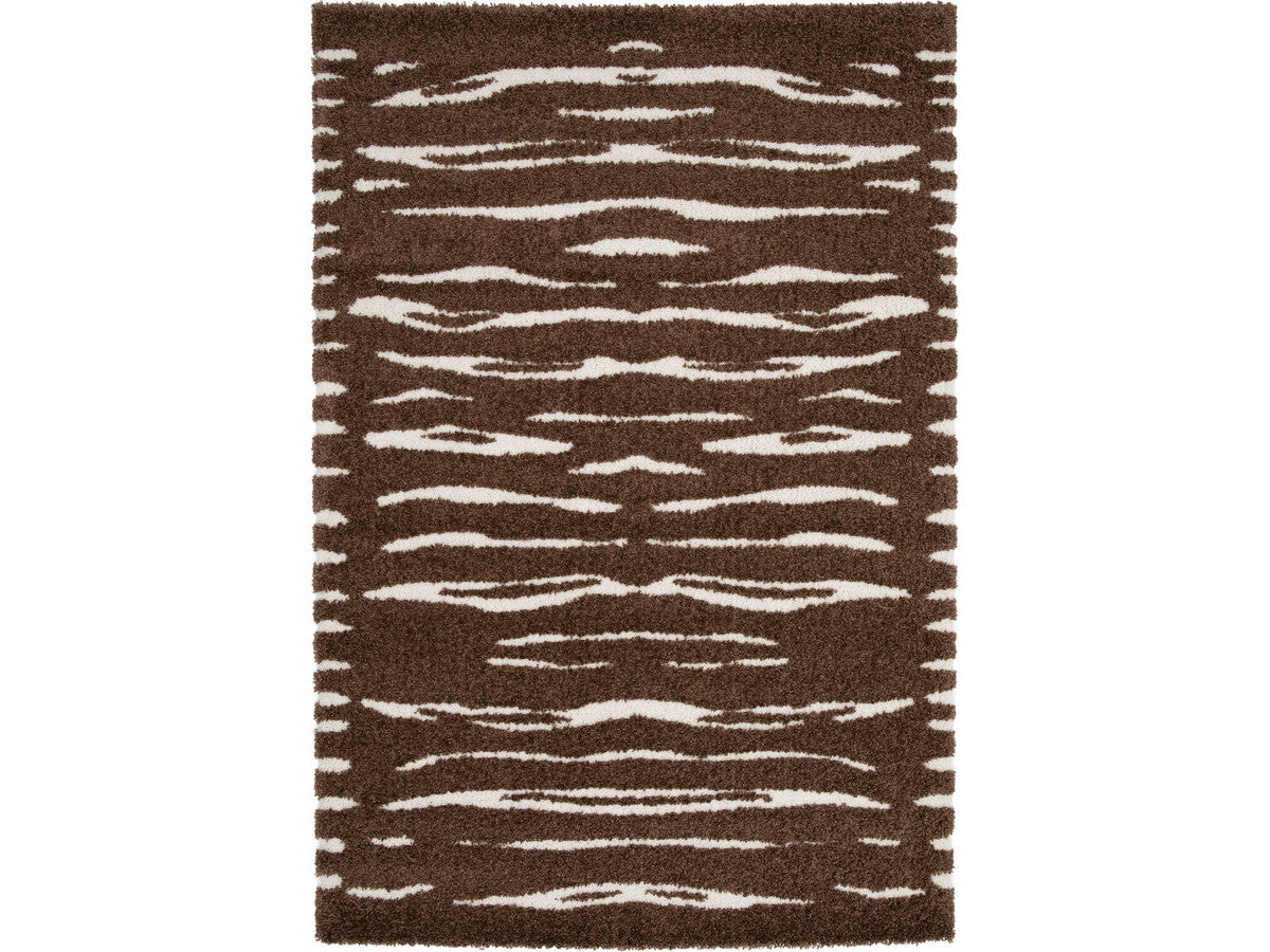 Tavaro - Alfombra de pelo largo - Motivo abstracto - Marrón