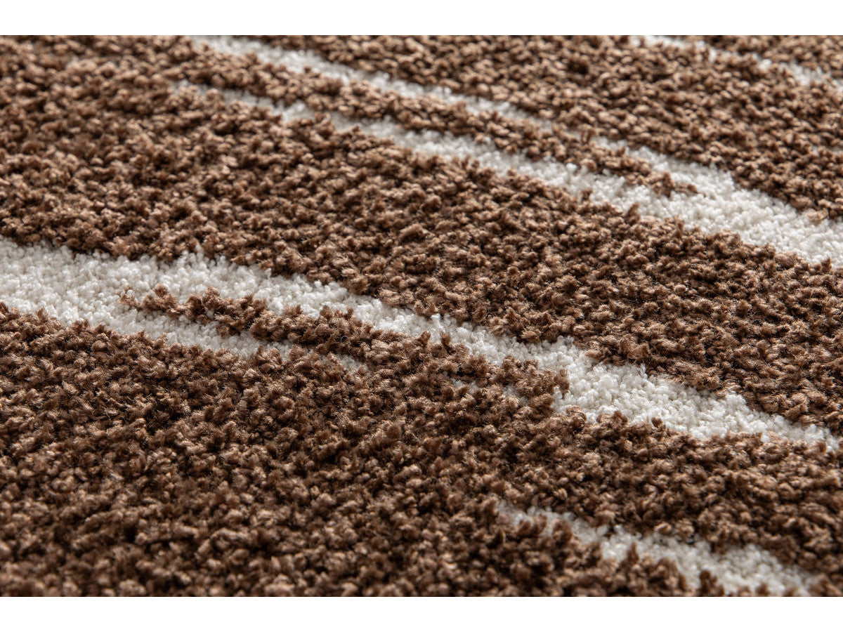 Tavaro - Alfombra de pelo largo - Motivo abstracto - Marrón