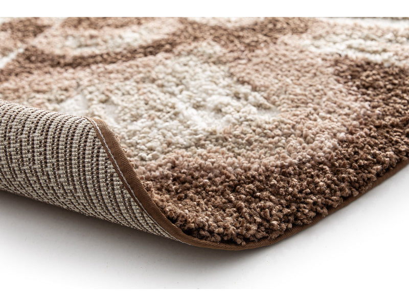 Mocca - Tapis Rond Poils Longs - Motif Abstrait