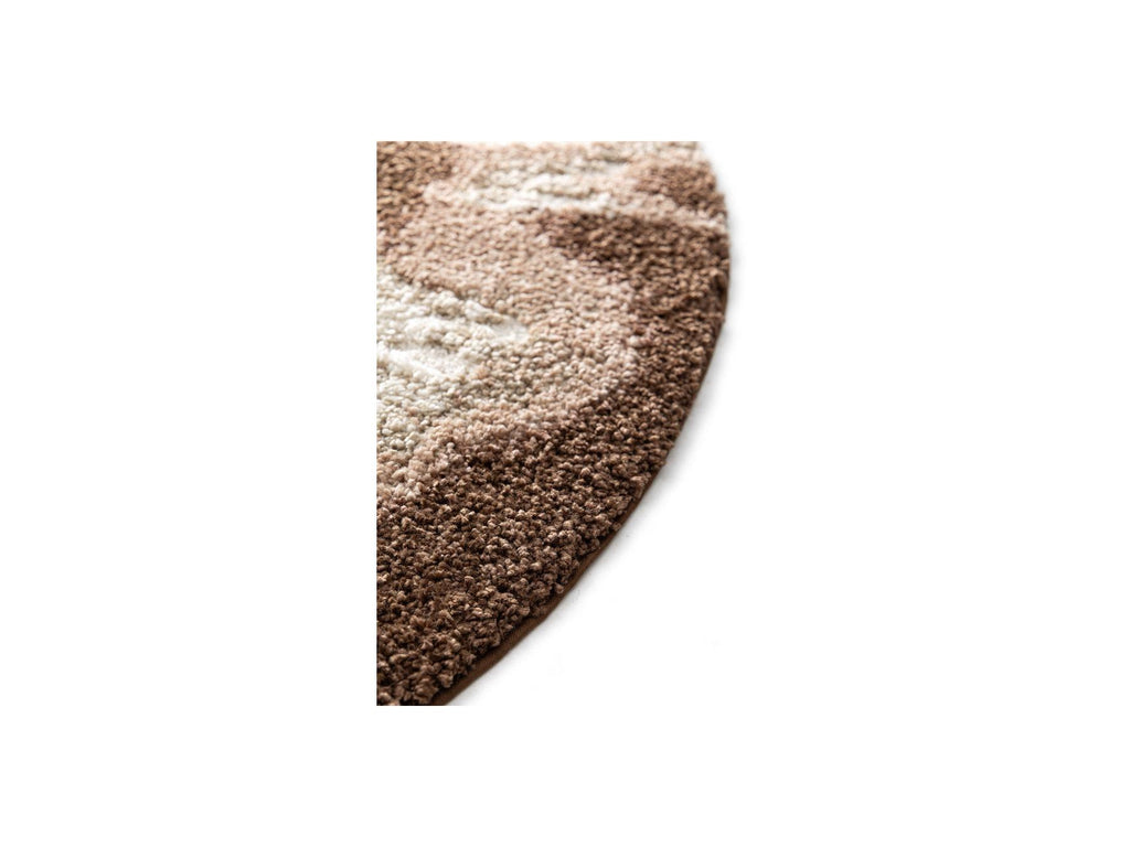 Mocca - Round Long Pile Rug - Abstract Pattern