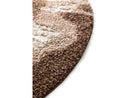 Mocca - Tapis Rond Poils Longs - Motif Abstrait