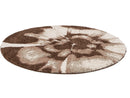 Mocca - Tapis Rond Poils Longs - Motif Abstrait