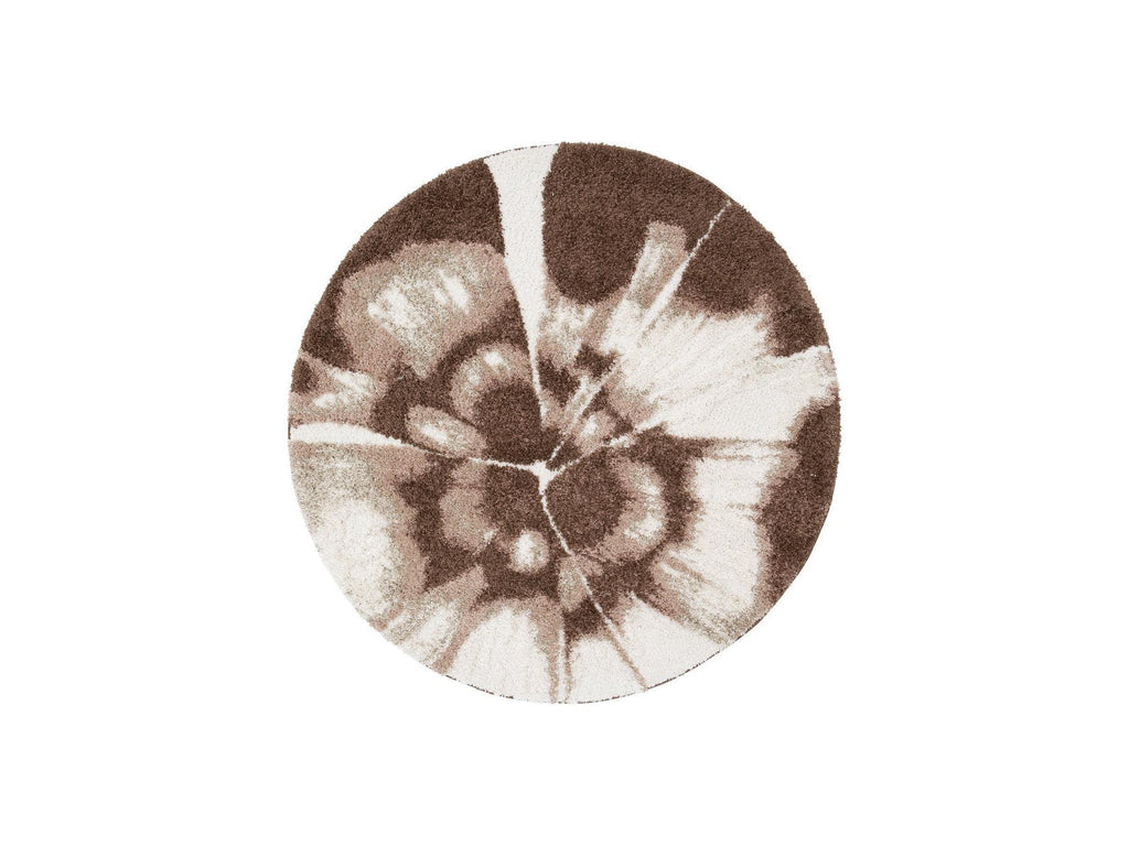 Mocca - Round Long Pile Rug - Abstract Pattern
