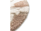 Round Long-Pile Leche Rug Abstract Pattern