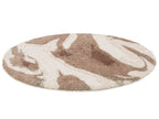 Round Long-Pile Leche Rug Abstract Pattern