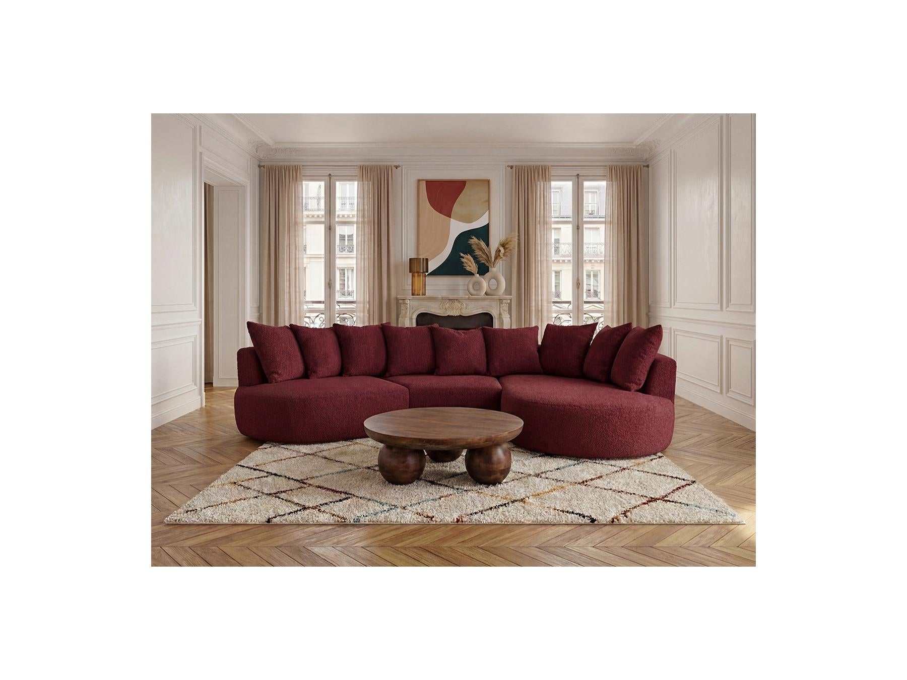 Calypso - Fixed Corner Sofa - Bouclé Fabric - Right-hand Corner