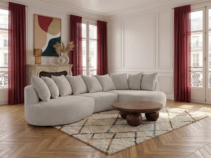 Calypso - Canapé D'Angle Fixe - Tissu Bouclette - Angle Droit