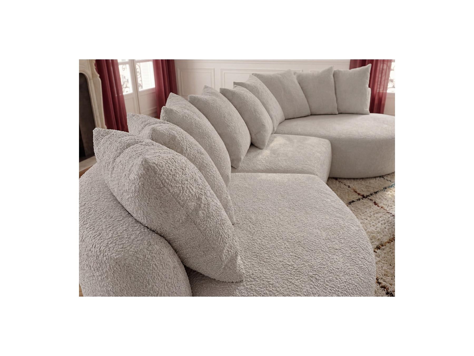Calypso - Fixed Corner Sofa - Bouclé Fabric - Right-hand Corner
