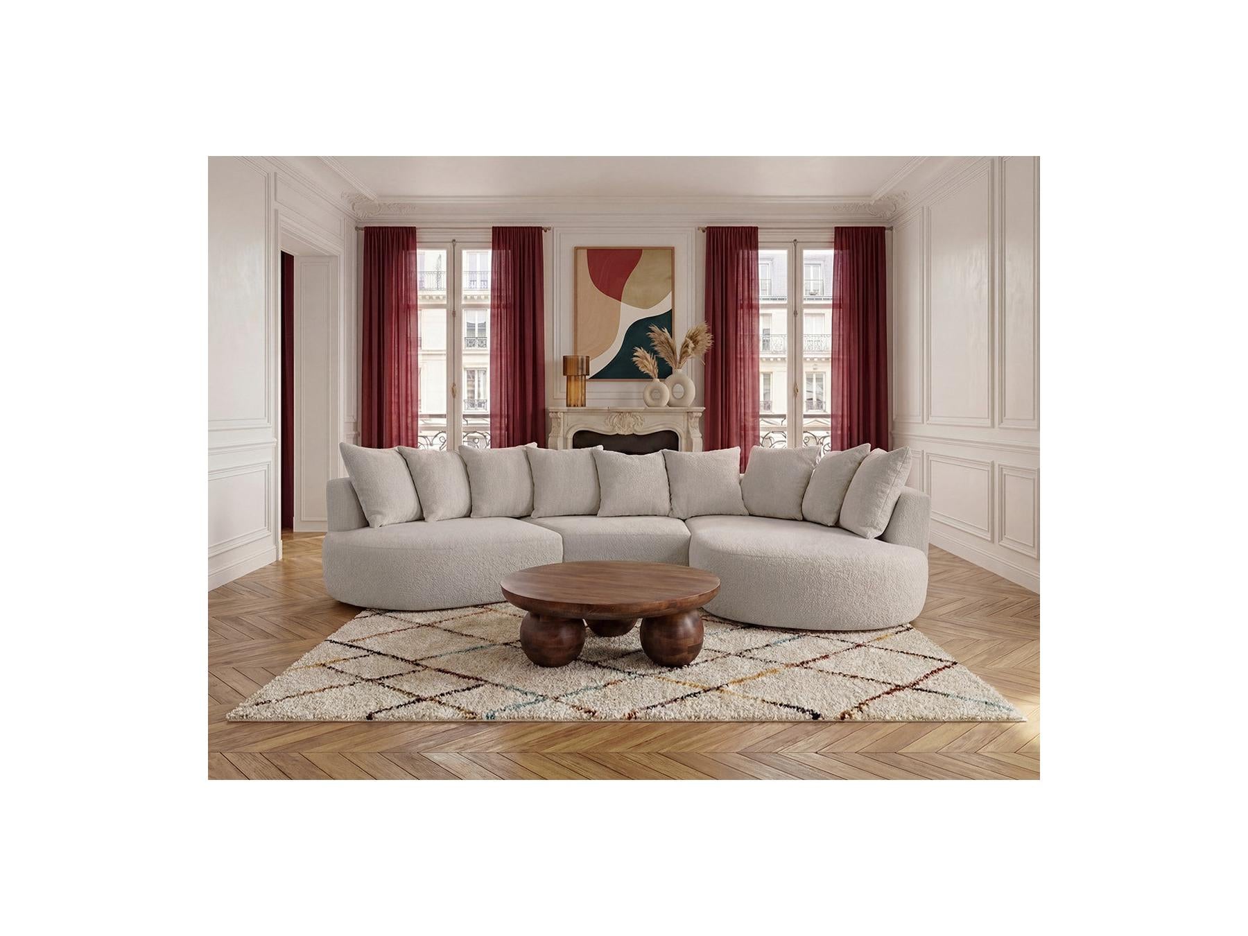 Calypso - Fixed Corner Sofa - Bouclé Fabric - Right-hand Corner
