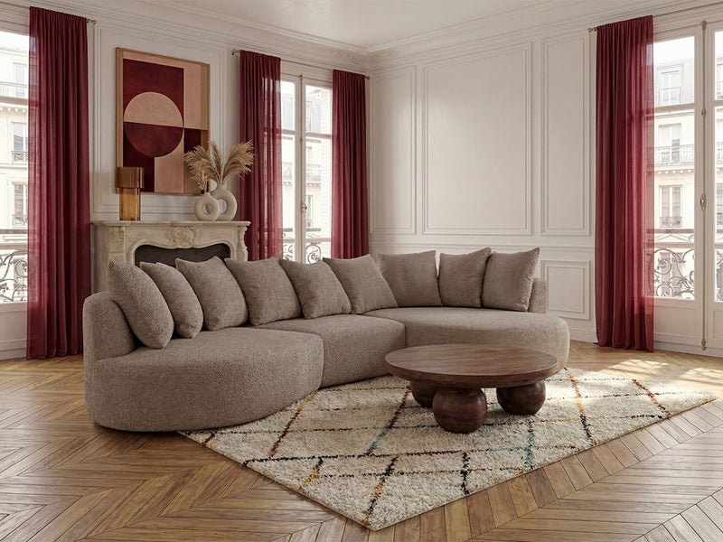 Calypso - Canapé D'Angle Fixe - Tissu Bouclette - Angle Droit