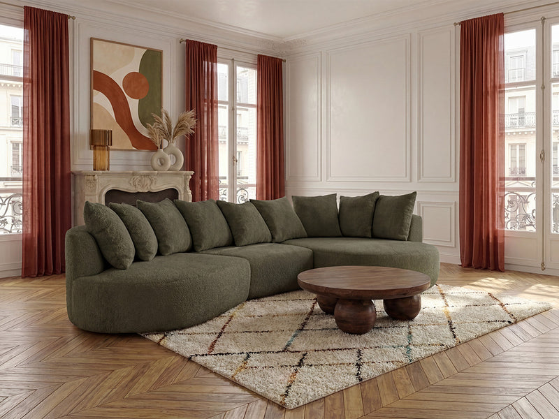 Calypso - Canapé D'Angle Fixe - Tissu Bouclette - Angle Droit