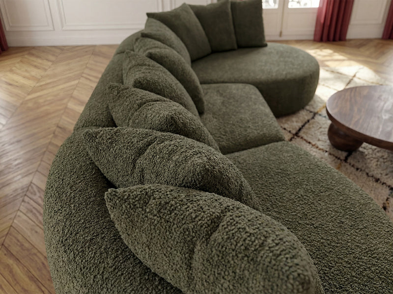 Calypso - Canapé D'Angle Fixe - Tissu Bouclette - Angle Droit