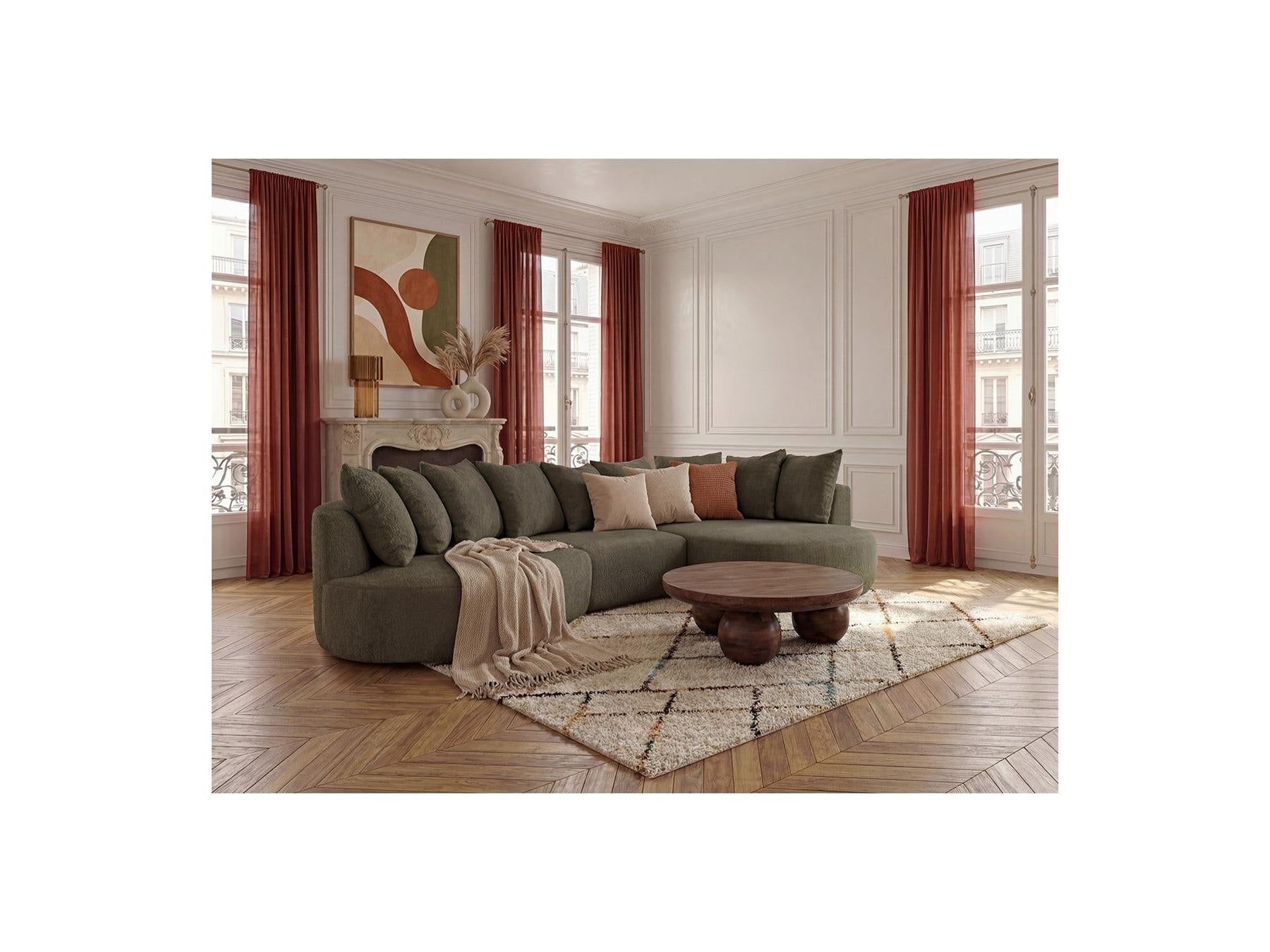 Calypso - Fixed Corner Sofa - Bouclé Fabric - Right-hand Corner