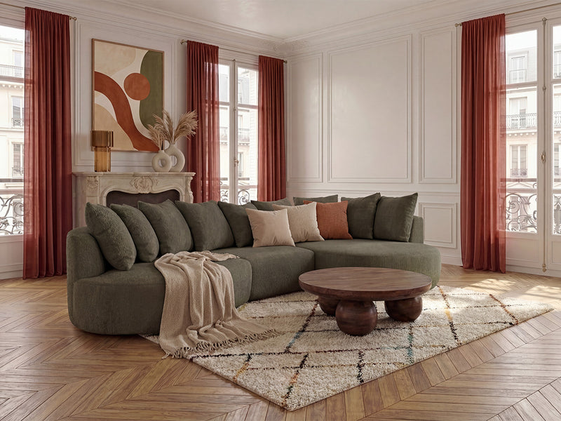 Calypso - Canapé D'Angle Fixe - Tissu Bouclette - Angle Droit